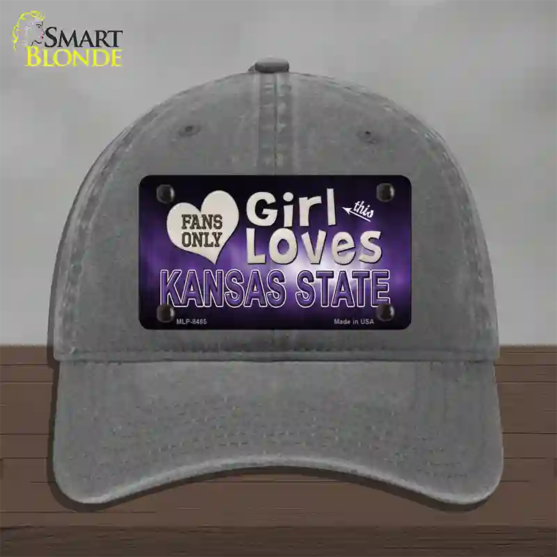 This Girl Loves Kansas State Novelty License Plate Hat Unconstructed Cotton / Charcoal