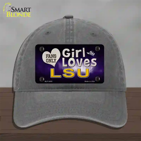 This Girl Loves LSU Novelty License Plate Hat Unconstructed Cotton / Charcoal