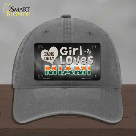 This Girl Loves Miami Novelty License Plate Hat Unconstructed Cotton / Charcoal