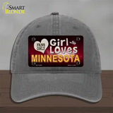 This Girl Loves Minnesota Novelty License Plate Hat Unconstructed Cotton / Charcoal