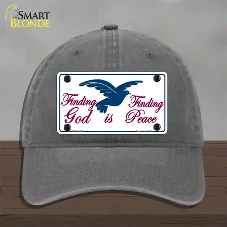 Finding God Finding Peace Novelty License Plate Hat Unconstructed Cotton / Charcoal