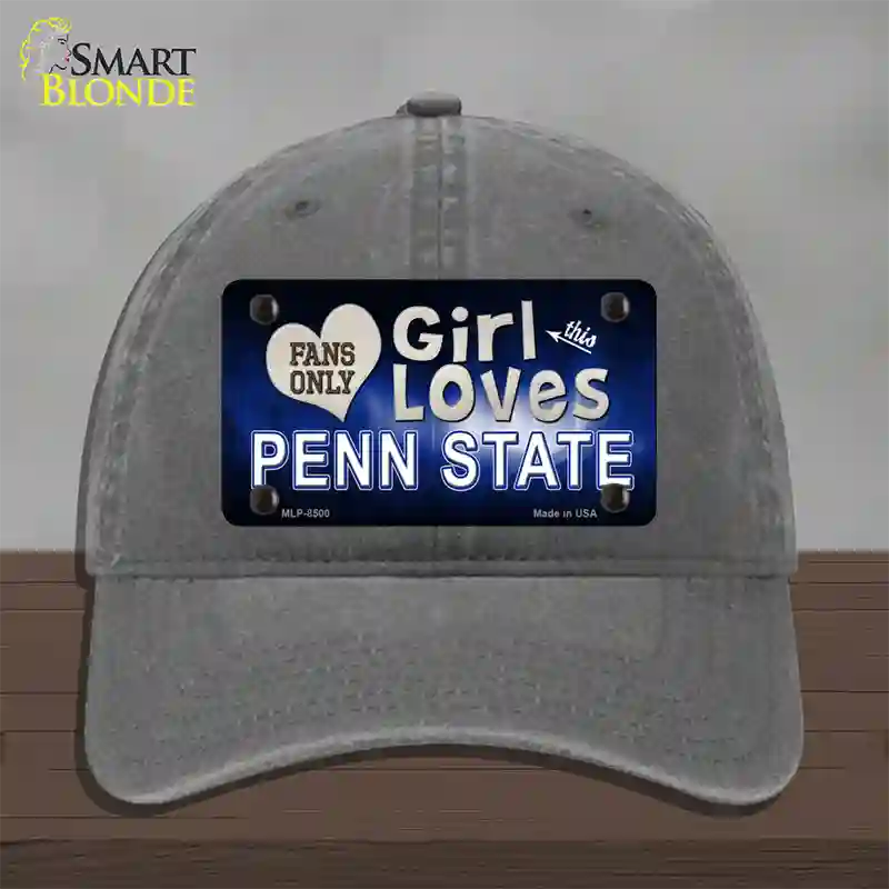 This Girl Loves Penn State Novelty License Plate Hat Unconstructed Cotton / Charcoal