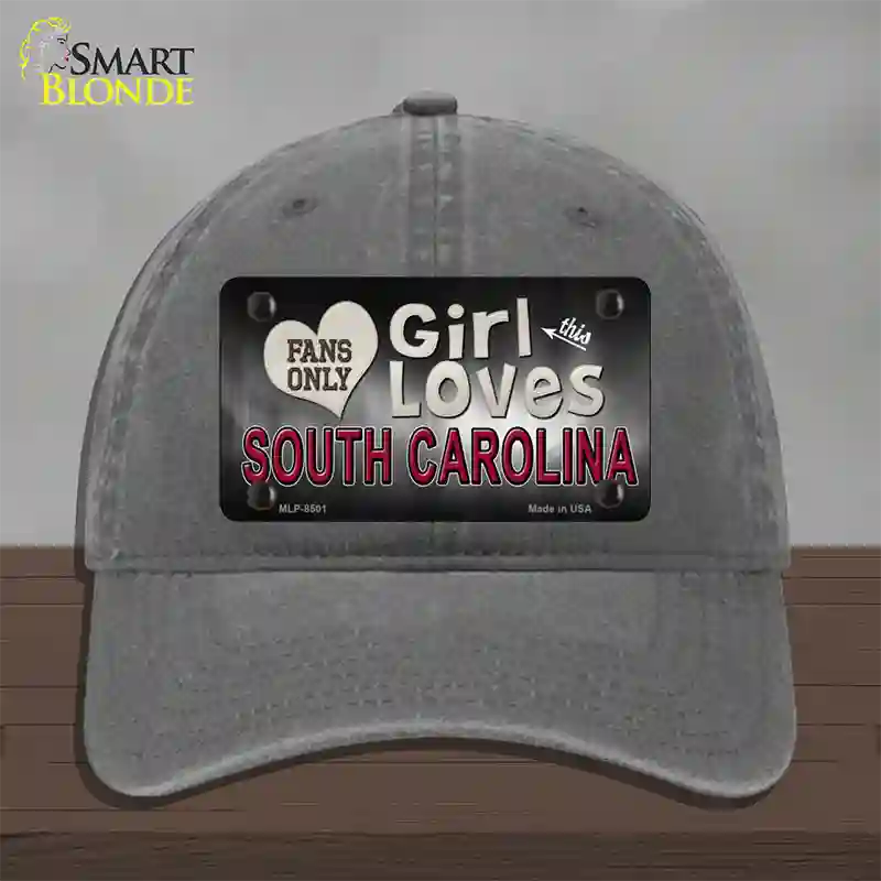 This Girl Loves South Carolina Novelty License Plate Hat Unconstructed Cotton / Charcoal