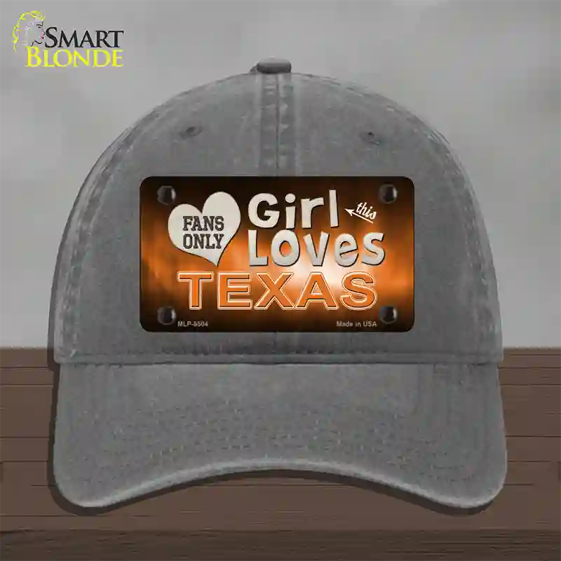 This Girl Loves Texas Novelty License Plate Hat Unconstructed Cotton / Charcoal