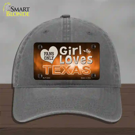 This Girl Loves Texas Novelty License Plate Hat Unconstructed Cotton / Charcoal