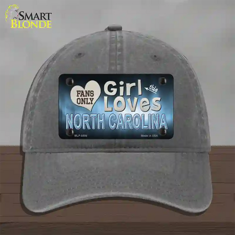 This Girl Loves North Carolina Novelty License Plate Hat Unconstructed Cotton / Charcoal