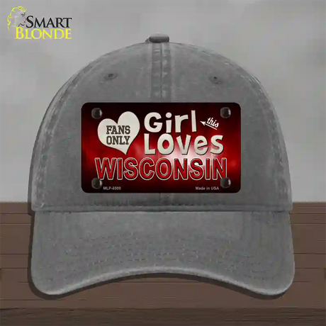 This Girl Loves Wisconsin Novelty License Plate Hat Unconstructed Cotton / Charcoal