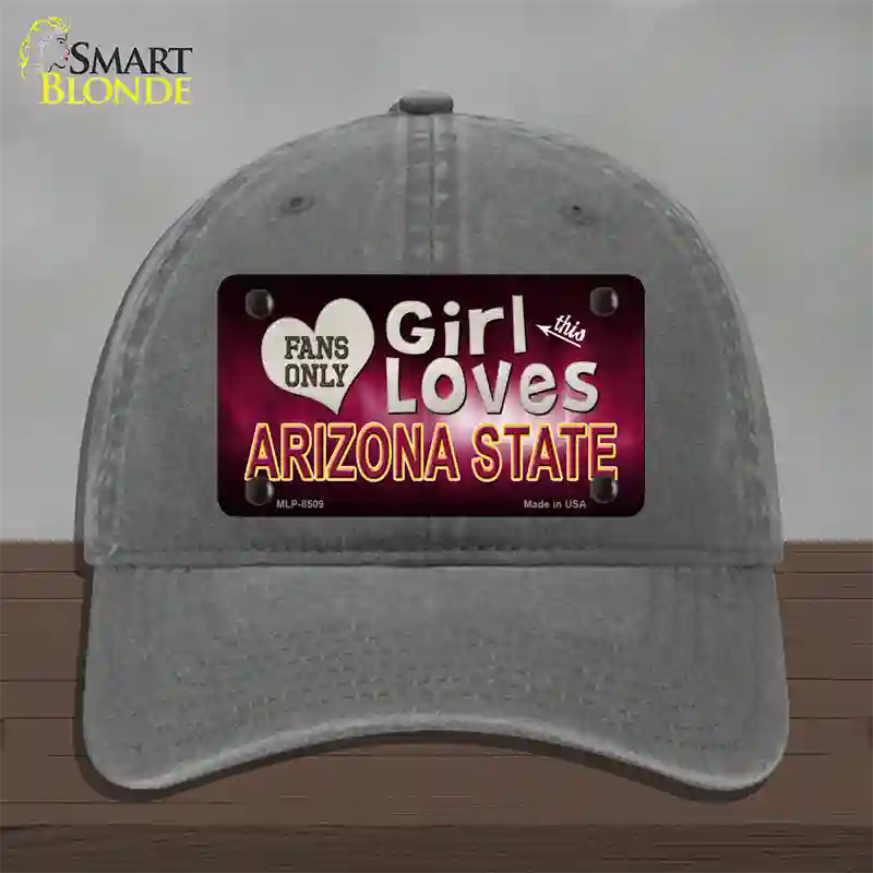 This Girl Loves Arizona State Novelty License Plate Hat Unconstructed Cotton / Charcoal