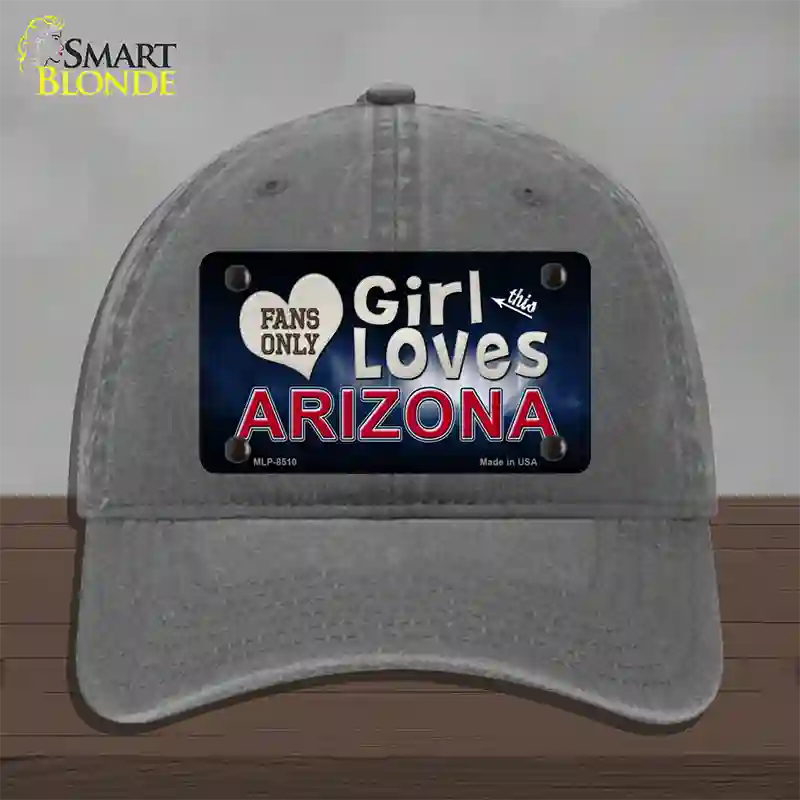 This Girl Loves Arizona Novelty License Plate Hat Unconstructed Cotton / Charcoal