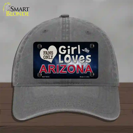 This Girl Loves Arizona Novelty License Plate Hat Unconstructed Cotton / Charcoal