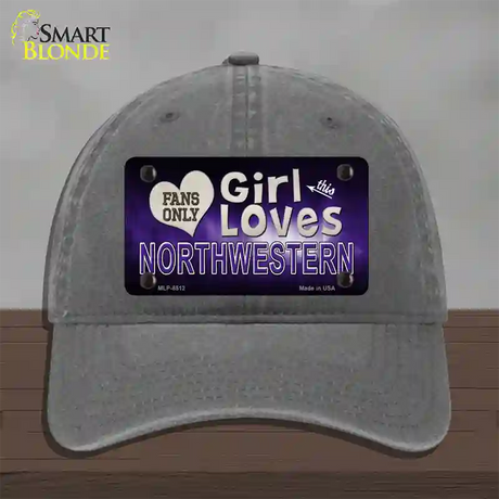 This Girl Loves Northwestern Novelty License Plate Hat Unconstructed Cotton / Charcoal