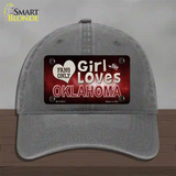 This Girl Loves Oklahoma Novelty License Plate Hat Unconstructed Cotton / Charcoal