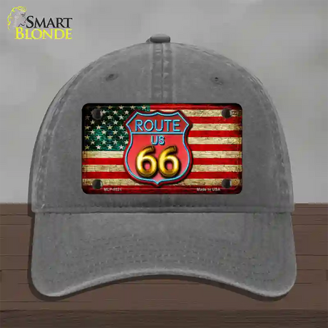 American Route 66 Neon Novelty License Plate Hat Unconstructed Cotton / Charcoal