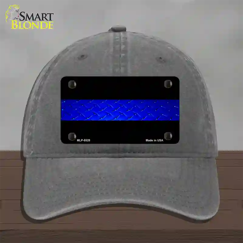 Police Diamond Thin Blue Line Novelty License Plate Hat Unconstructed Cotton / Charcoal