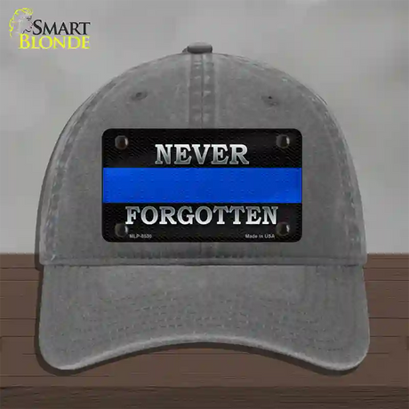 Never Forgotten Thin Blue Line Novelty License Plate Hat Unconstructed Cotton / Charcoal