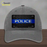 Police Thin Blue Line Novelty License Plate Hat Unconstructed Cotton / Charcoal