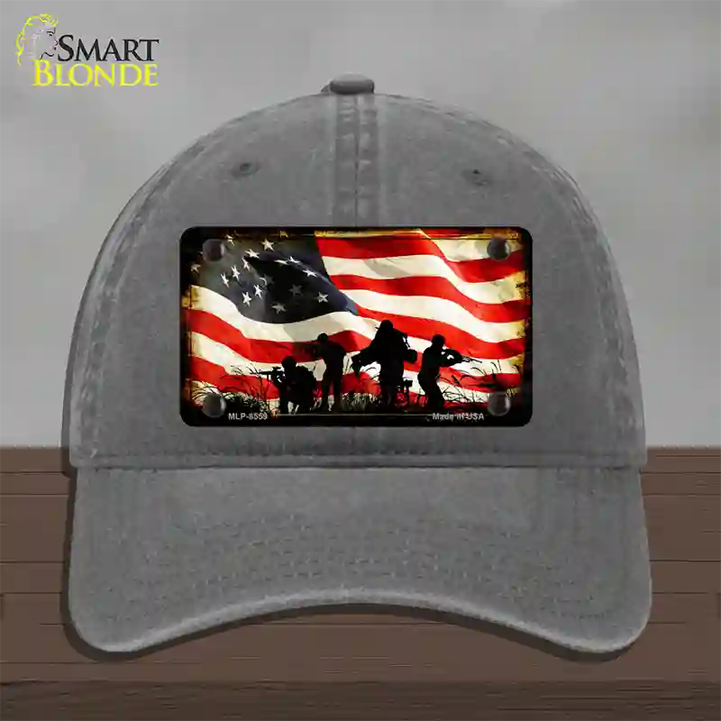 American Freedom Fighters Novelty License Plate Hat Unconstructed Cotton / Charcoal