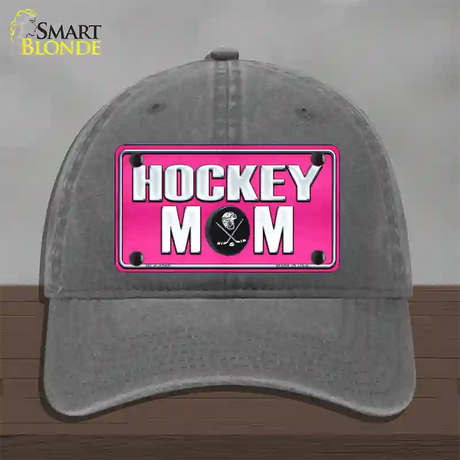 Hockey Mom Novelty License Plate Hat Unconstructed Cotton / Charcoal