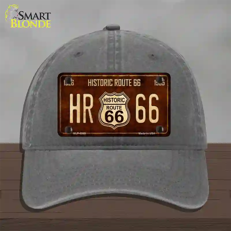 Historic Route 66 Vintage Novelty License Plate Hat Unconstructed Cotton / Charcoal