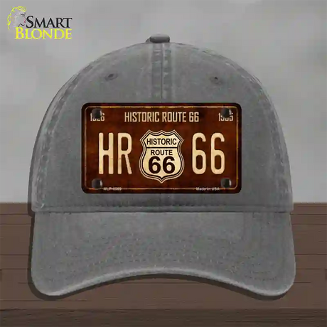 Historic Route 66 Vintage Novelty License Plate Hat Unconstructed Cotton / Charcoal