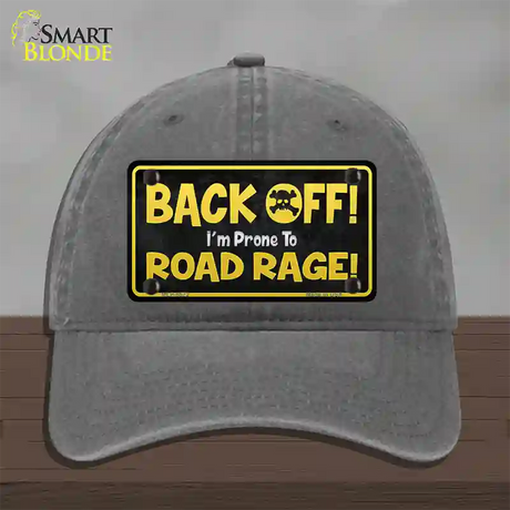 Back Off Road Rage Novelty License Plate Hat Unconstructed Cotton / Charcoal