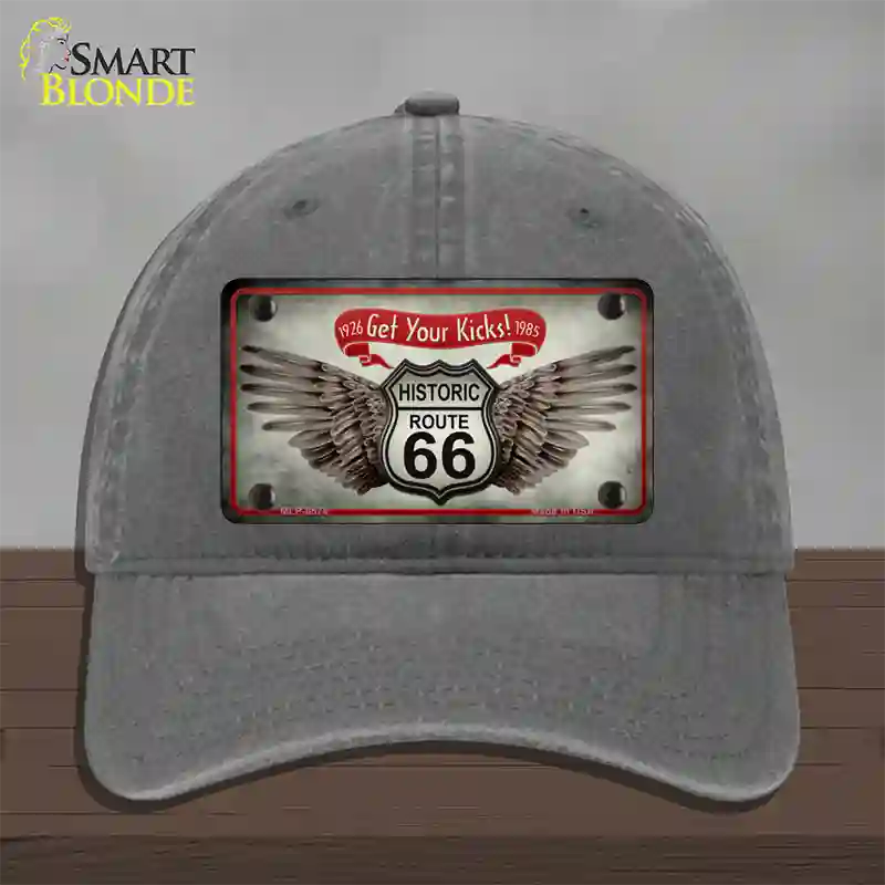 Get Your Kicks Novelty License Plate Hat Unconstructed Cotton / Charcoal