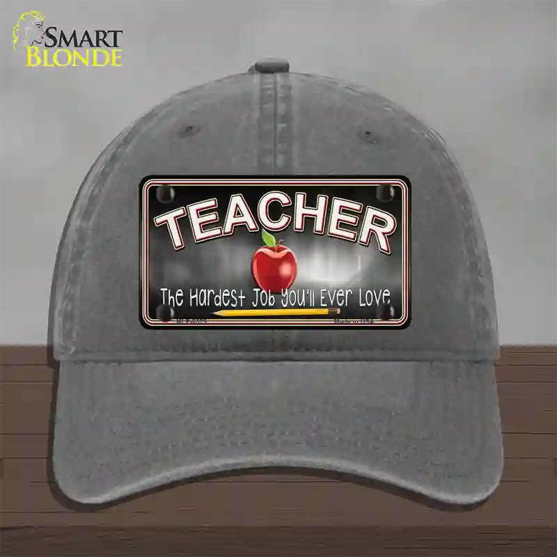 Teacher Novelty License Plate Hat Unconstructed Cotton / Charcoal