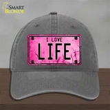 I Love Life Novelty License Plate Hat Unconstructed Cotton / Charcoal