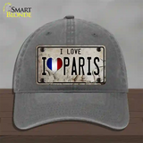 I Love Paris Novelty License Plate Hat Unconstructed Cotton / Charcoal