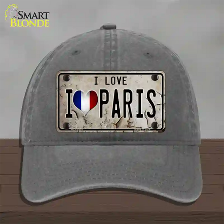 I Love Paris Novelty License Plate Hat Unconstructed Cotton / Charcoal