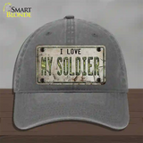 I Love My Solider Novelty License Plate Hat Unconstructed Cotton / Charcoal