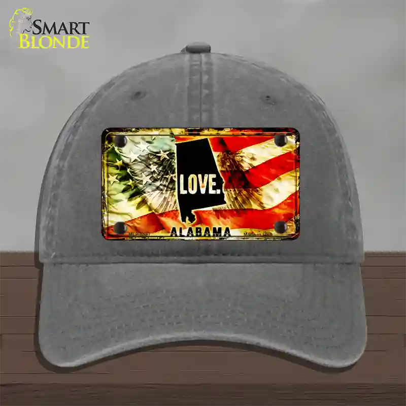 Alabama Love Novelty License Plate Hat Unconstructed Cotton / Charcoal