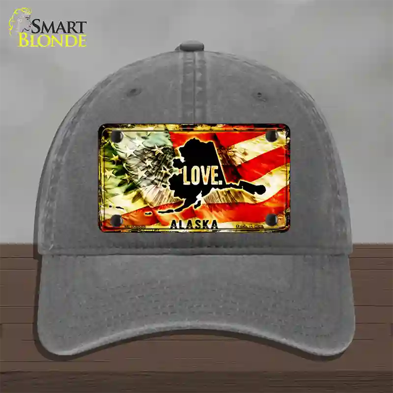 Alaska Love Novelty License Plate Hat Unconstructed Cotton / Charcoal