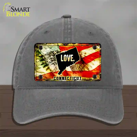 Connecticut Love Novelty License Plate Hat Unconstructed Cotton / Charcoal