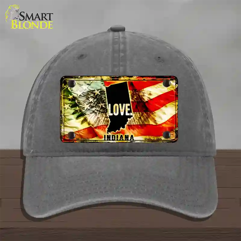 Indiana Love Novelty License Plate Hat Unconstructed Cotton / Charcoal