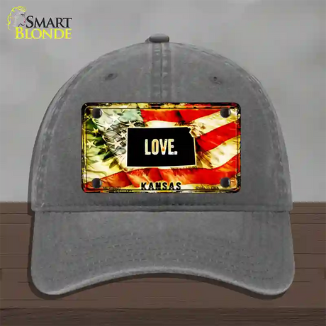 Kansas Love Novelty License Plate Hat Unconstructed Cotton / Charcoal