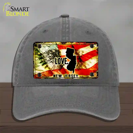 New Jersey Love Novelty License Plate Hat Unconstructed Cotton / Charcoal