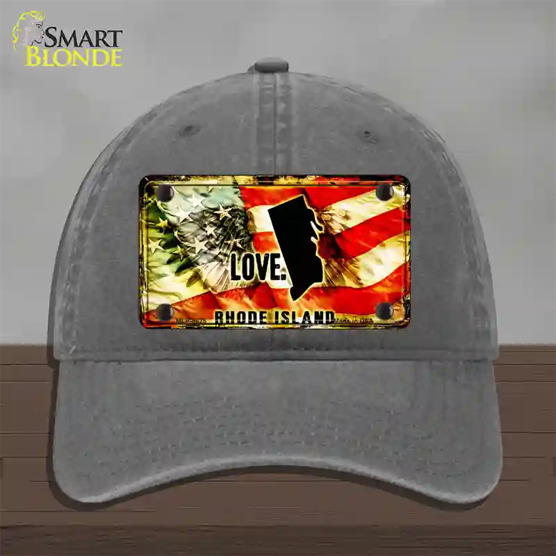 Rhode Island Love Novelty License Plate Hat Unconstructed Cotton / Charcoal