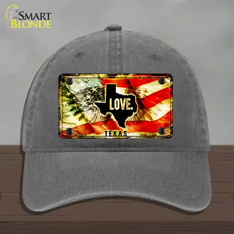 Texas Love Novelty License Plate Hat Unconstructed Cotton / Charcoal