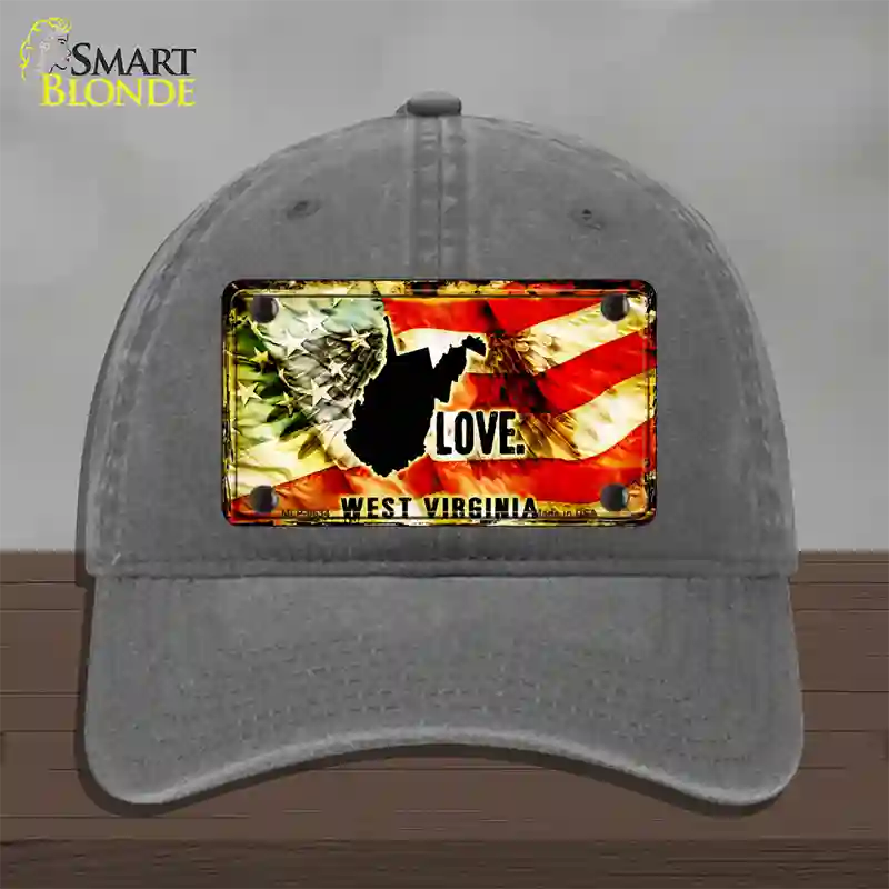 West Virginia Love Novelty License Plate Hat Unconstructed Cotton / Charcoal