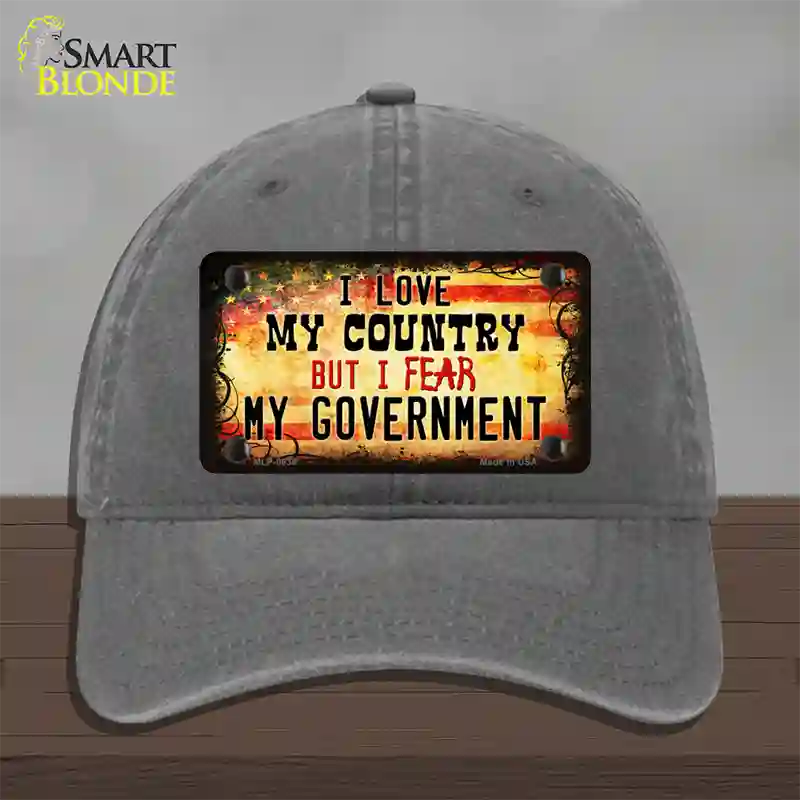 I Love My Country Novelty License Plate Hat Unconstructed Cotton / Charcoal