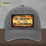 I Love My Country Novelty License Plate Hat Unconstructed Cotton / Charcoal