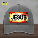 Follow Jesus This Close Novelty License Plate Hat Unconstructed Cotton / Charcoal