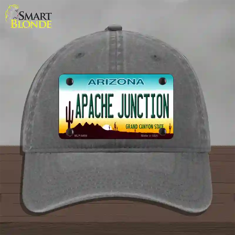 Apache Junction Arizona Novelty License Plate Hat Unconstructed Cotton / Charcoal