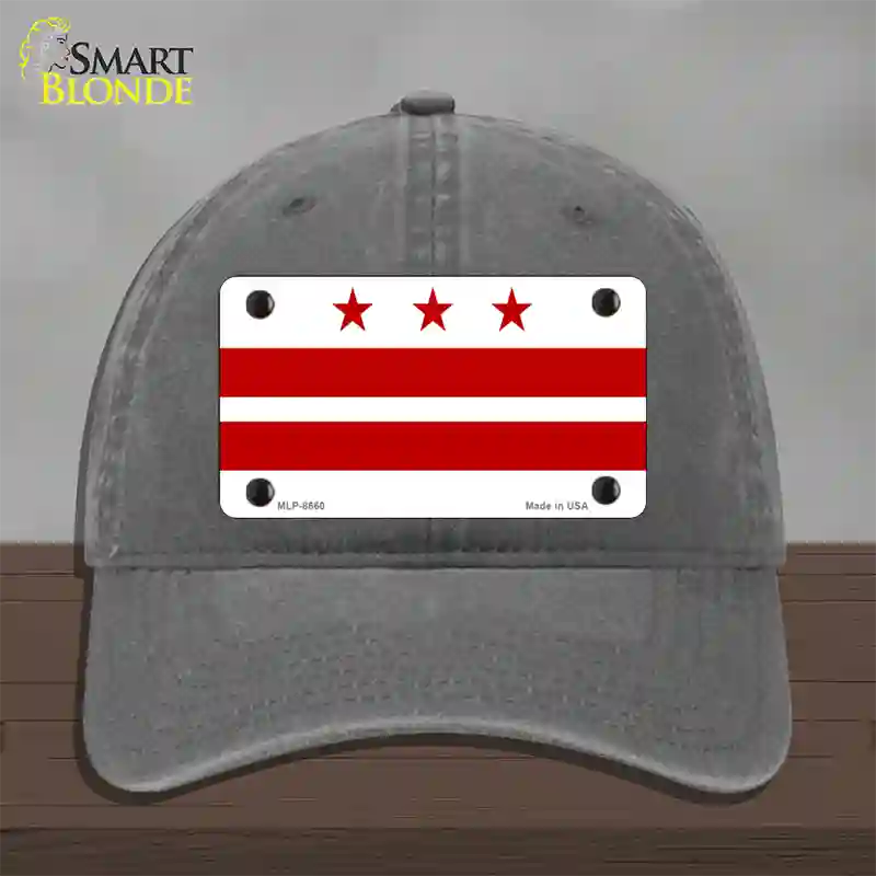 Washington DC Flag Novelty License Plate Hat Unconstructed Cotton / Charcoal