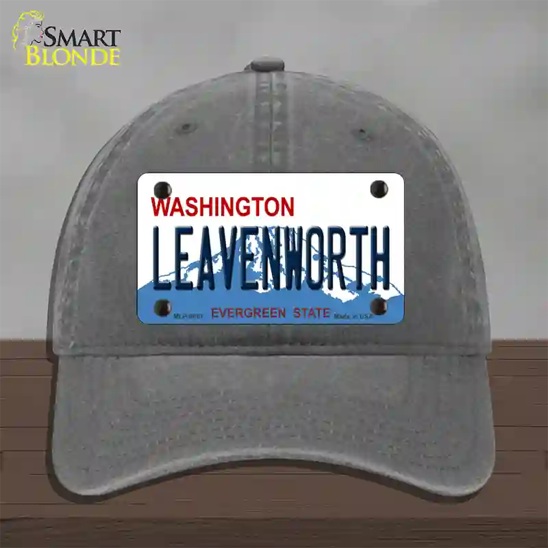 Leavenworth Washington Novelty License Plate Hat Unconstructed Cotton / Charcoal