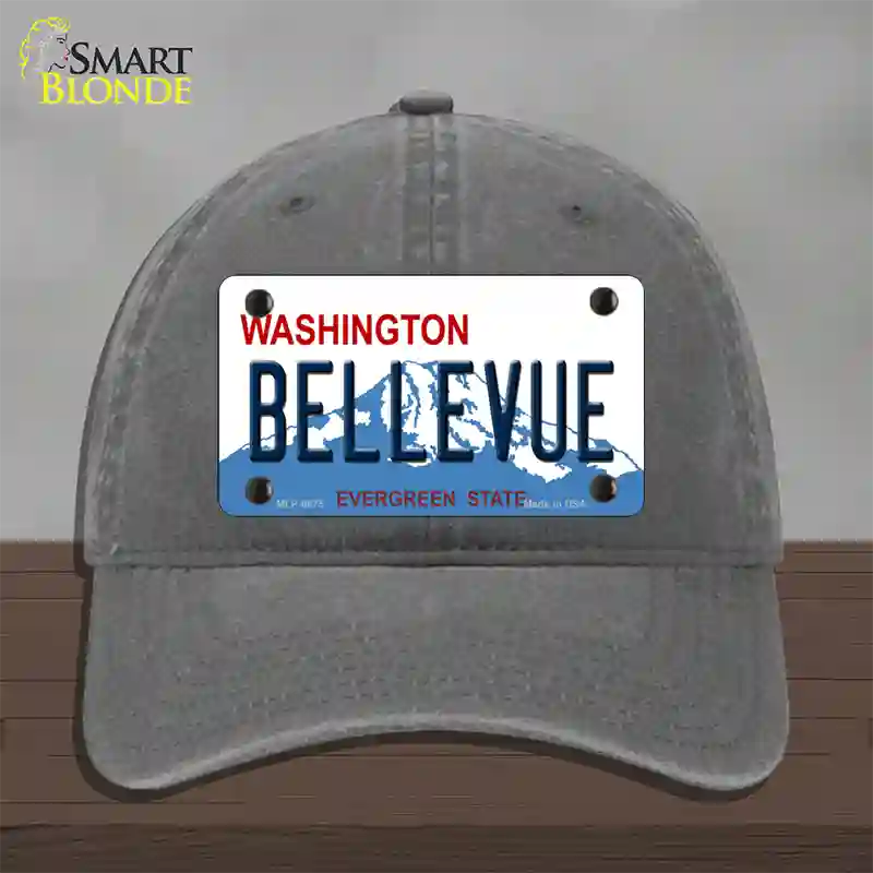 Bellevue Washington Novelty License Plate Hat Unconstructed Cotton / Charcoal