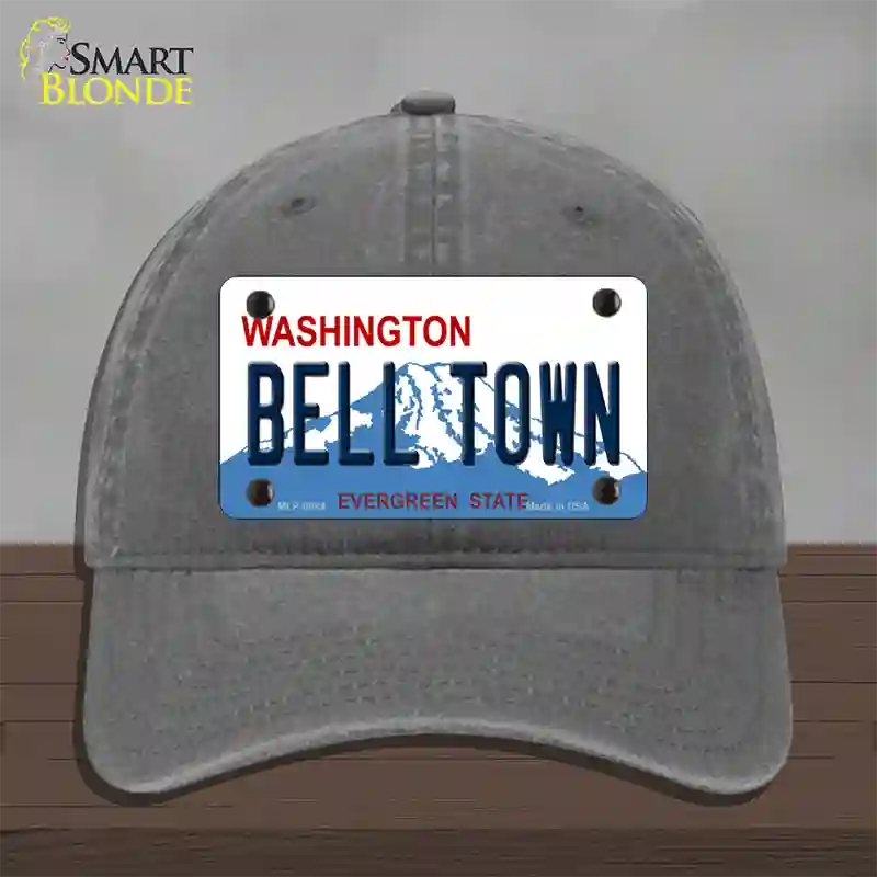 Bell Town Washington Novelty License Plate Hat Unconstructed Cotton / Charcoal