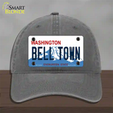 Bell Town Washington Novelty License Plate Hat Unconstructed Cotton / Charcoal