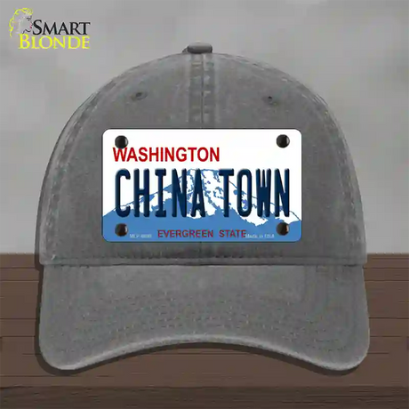 China Town Washington Novelty License Plate Hat Unconstructed Cotton / Charcoal